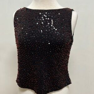 Hand Beaded blk knit top from Ellen Tracy . Petite size 13p